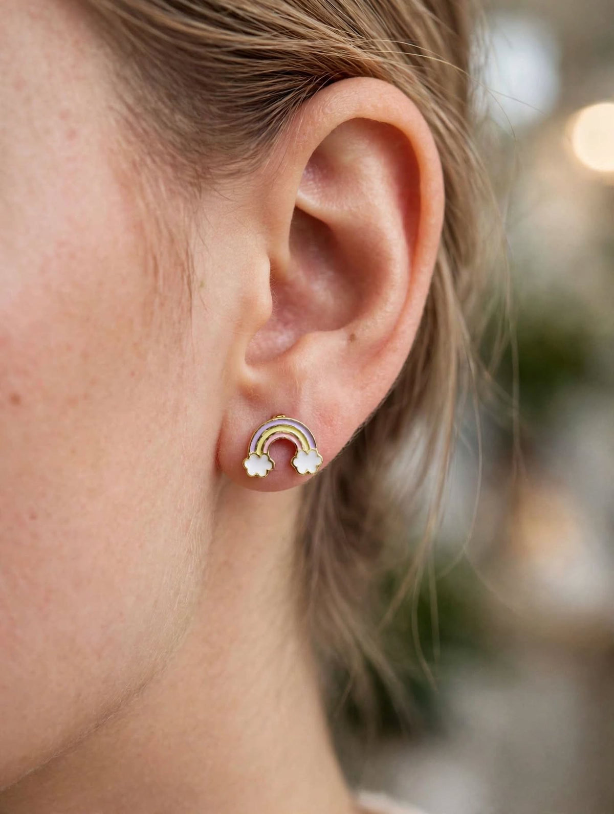 Pastel Rainbow Cloud Stud Earrings