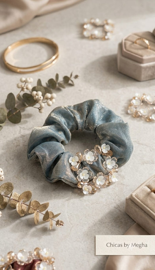 The Shimmering Floral Blossom Scrunchie