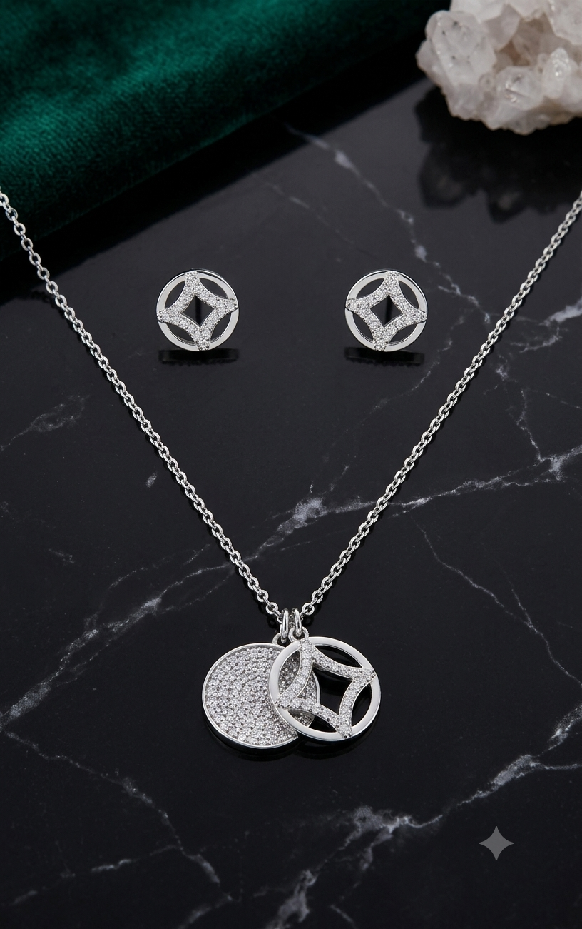 Celestial Double-Disc Pendant Necklace Set