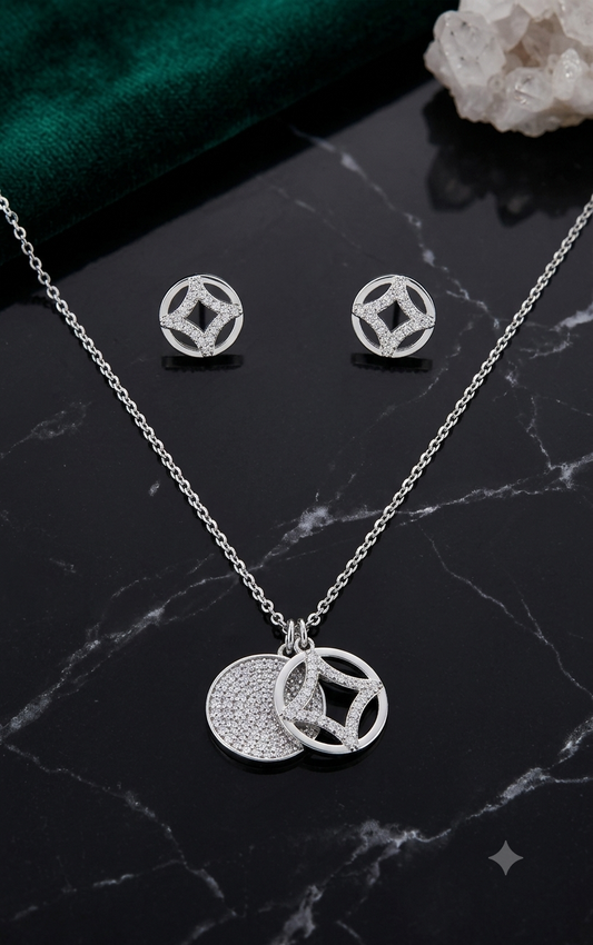 Celestial Double-Disc Pendant Necklace Set