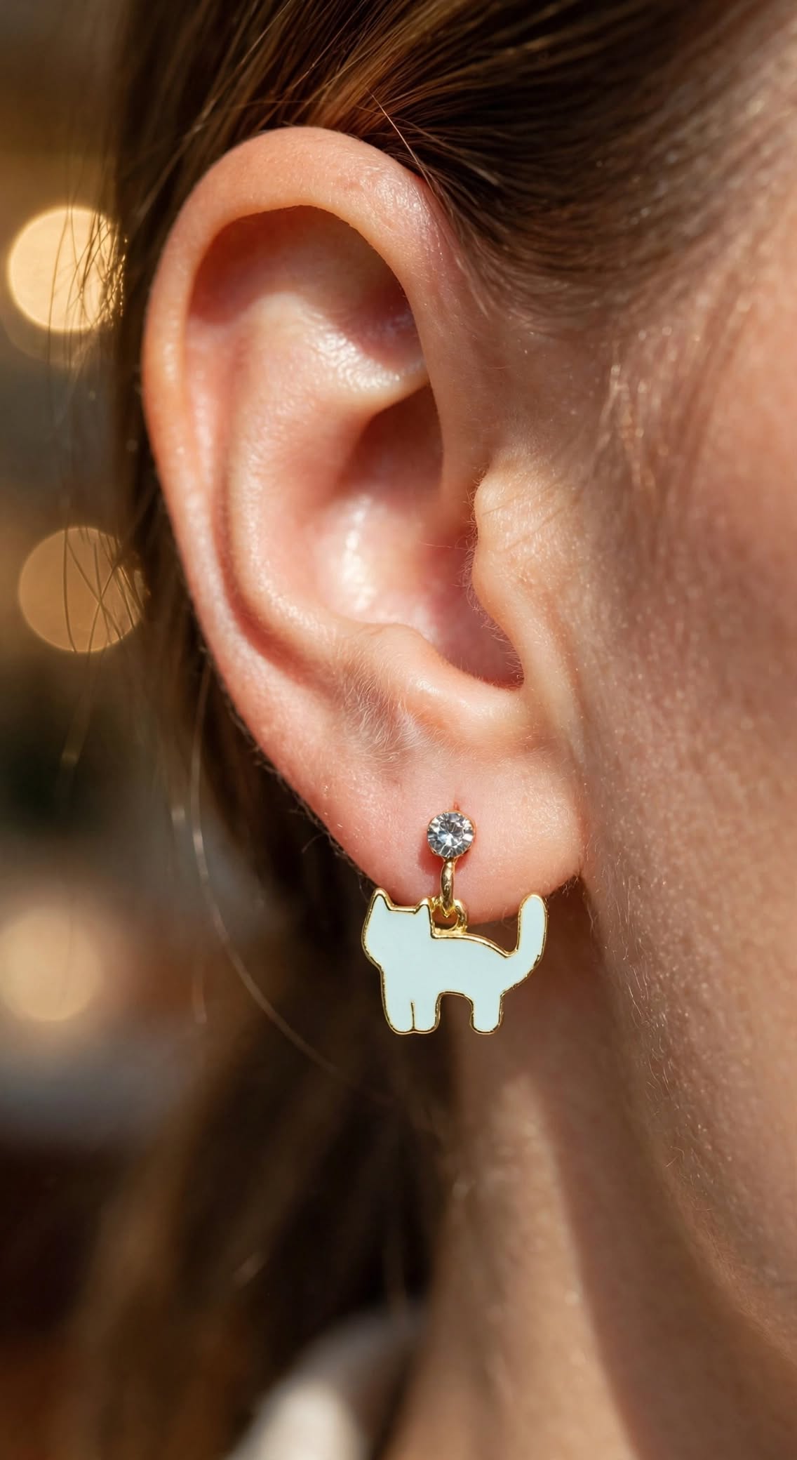 Starry Kitty Mismatch Drop Earrings
