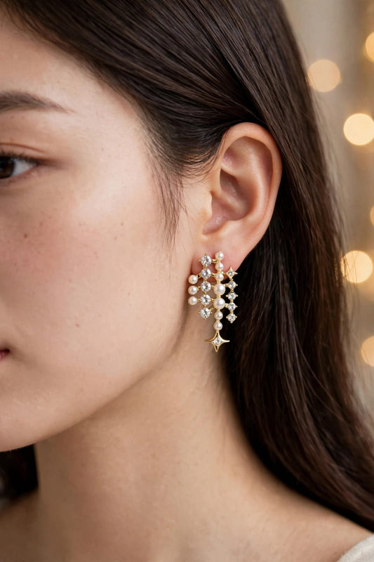 Stardust Pearl & Crystal Statement Earrings