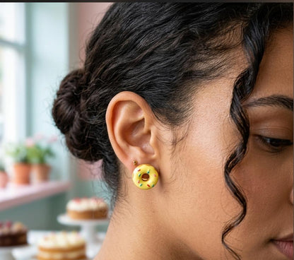 Glazed & Sprinkled Donut Stud