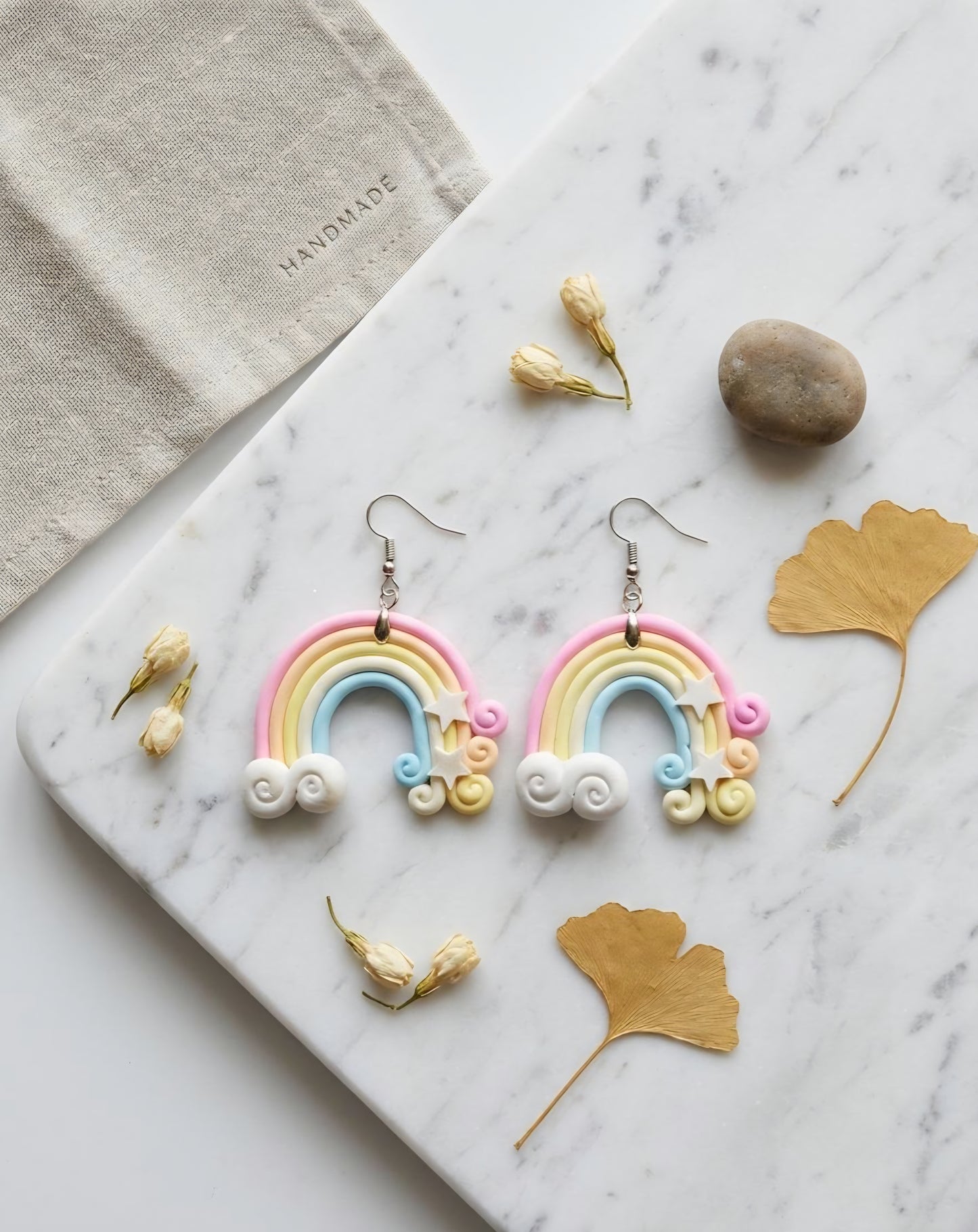 Pastel Rainbow & Star Statement Dangles