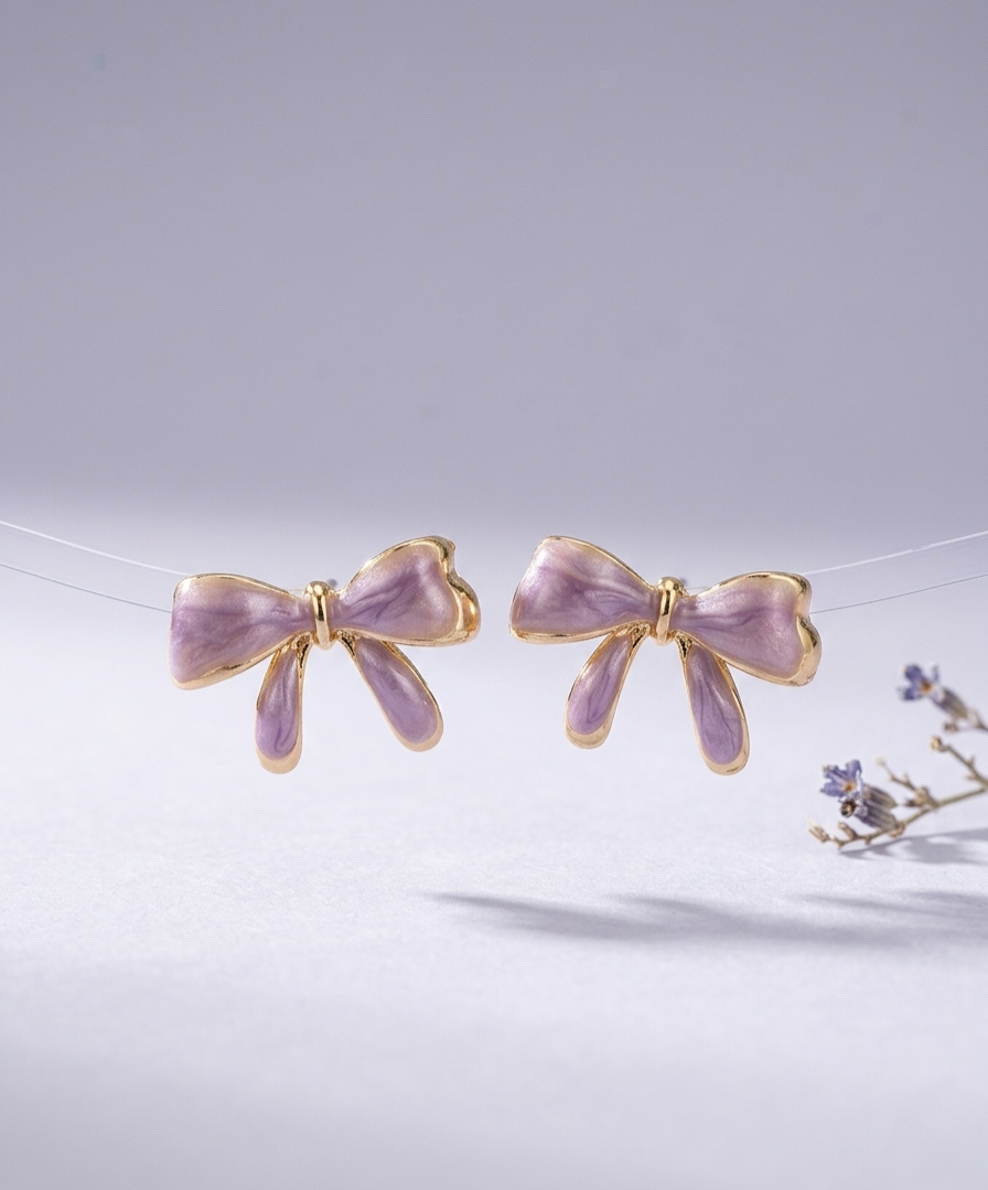 Coquette Enamel Bow Stud Earrings