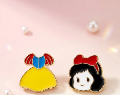Snow White Mismatched Stud Earrings