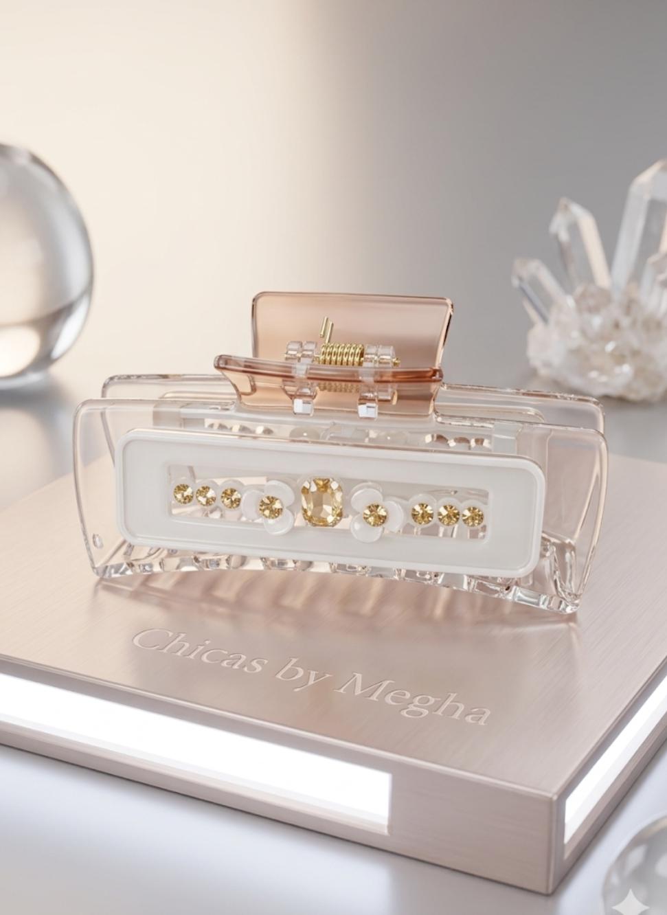 The Blossom & Gem Translucent Claw Clip ( Big Size)