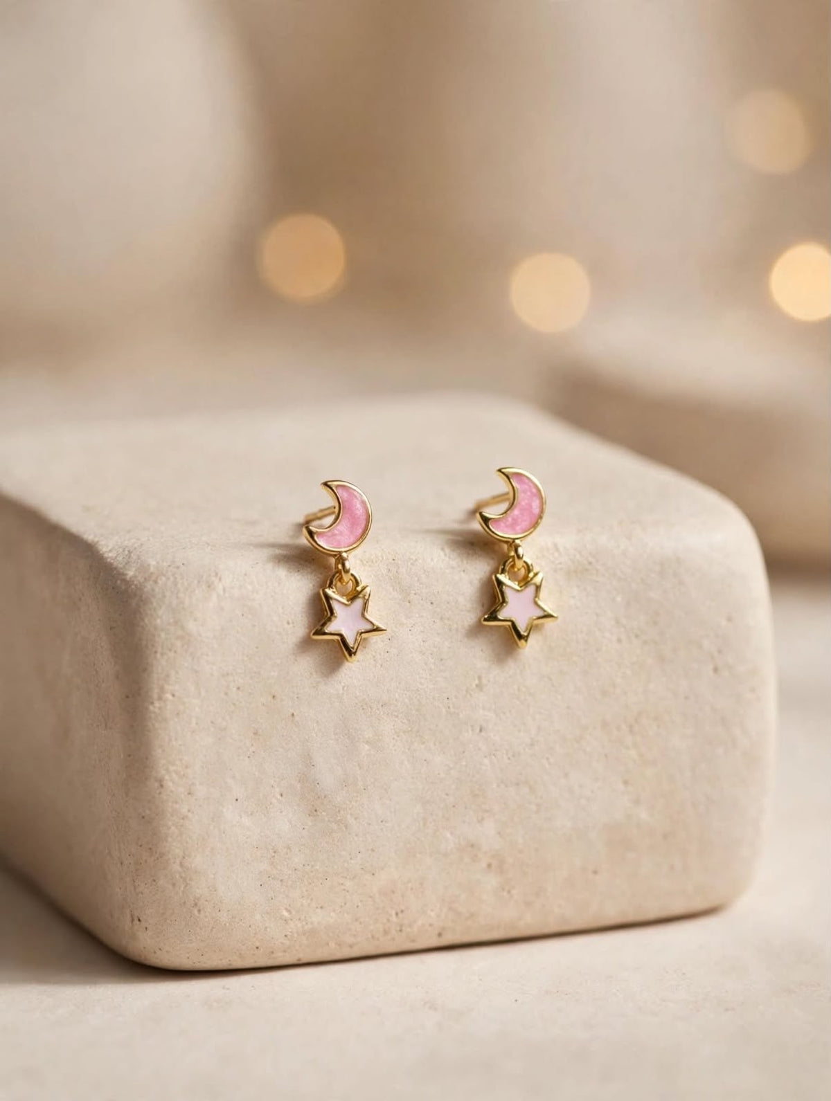 Moon & Star Drop Celestial Charm Earrings