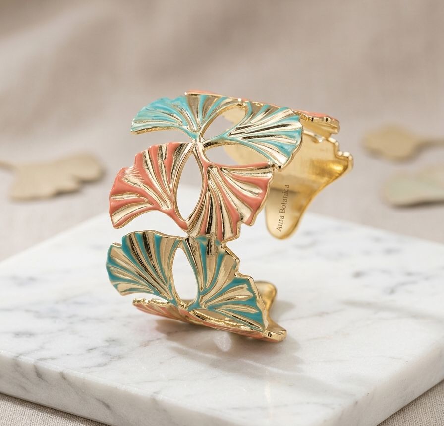 The Ginkgo Leaf Enamel Cuff