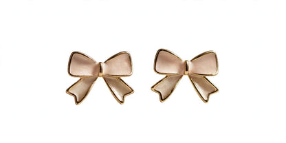 Belle Mini Bow Stud Earrings - Mother of Pearl