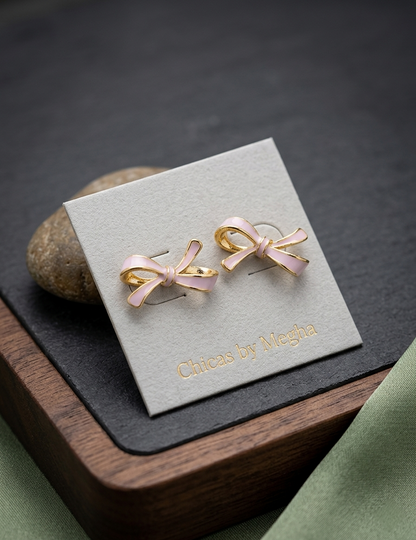 Lavender Enamel Ribbon Studs