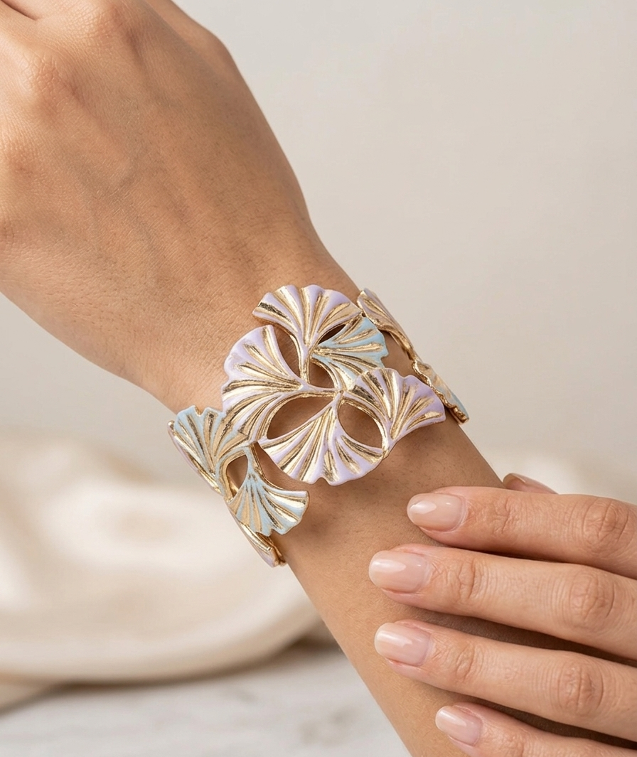 The Ginkgo Leaf Enamel Cuff