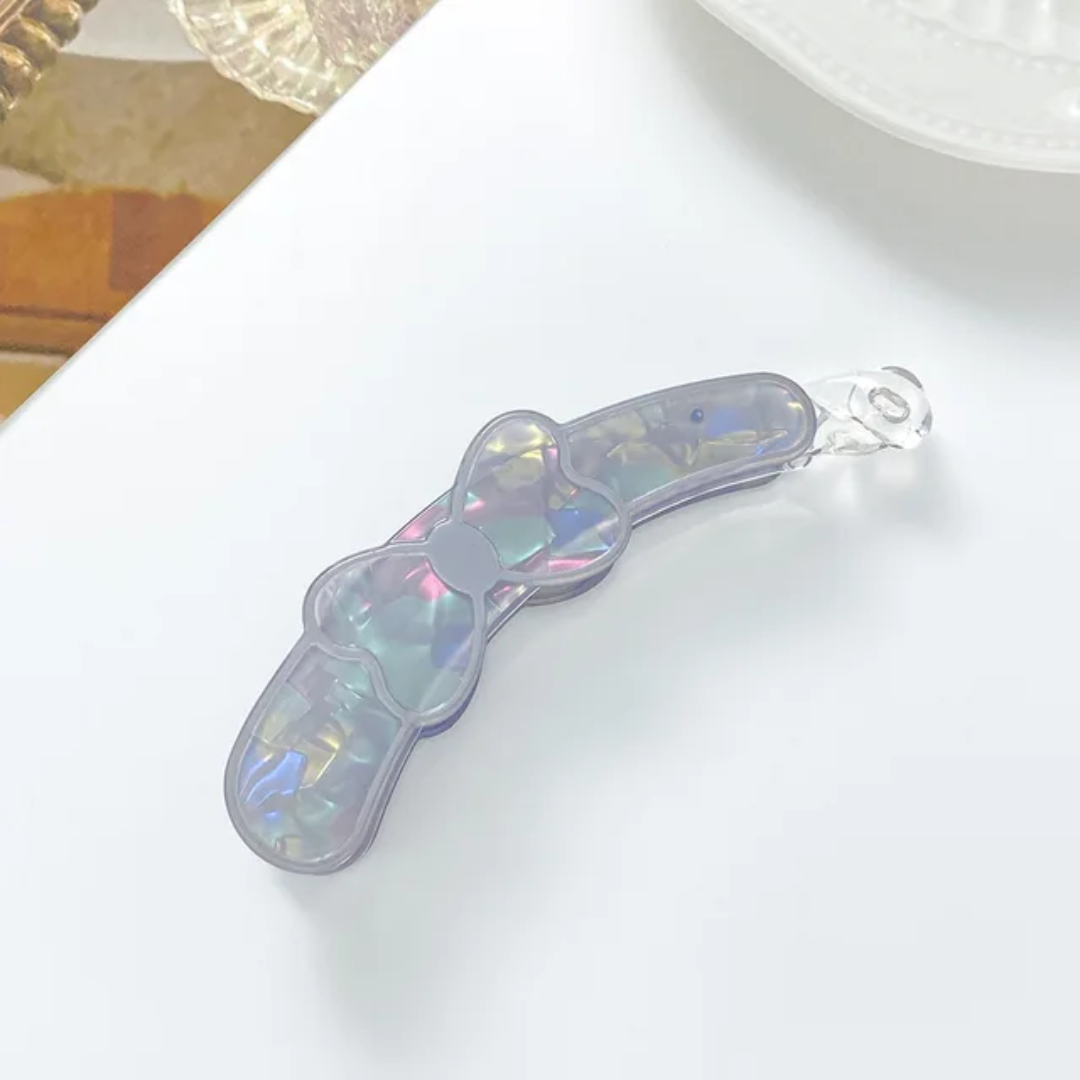The Lumina Iridescent Bow Banana Clip