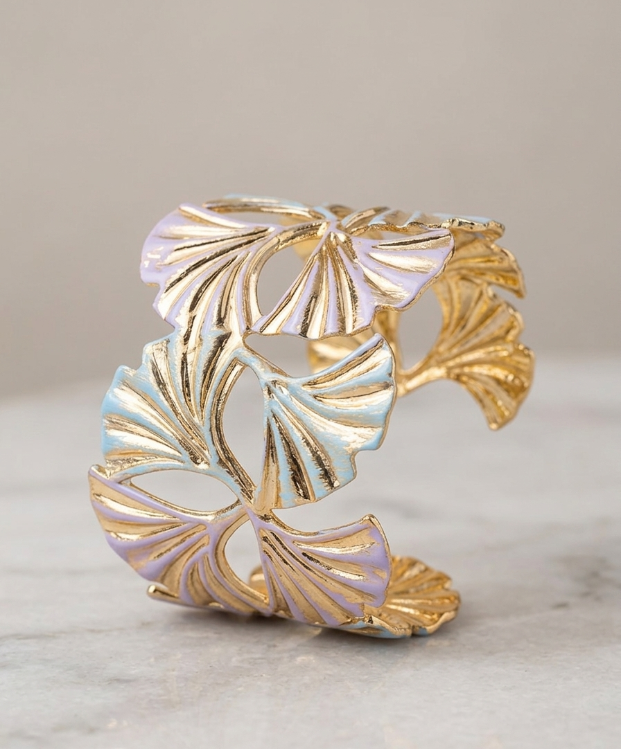 The Ginkgo Leaf Enamel Cuff