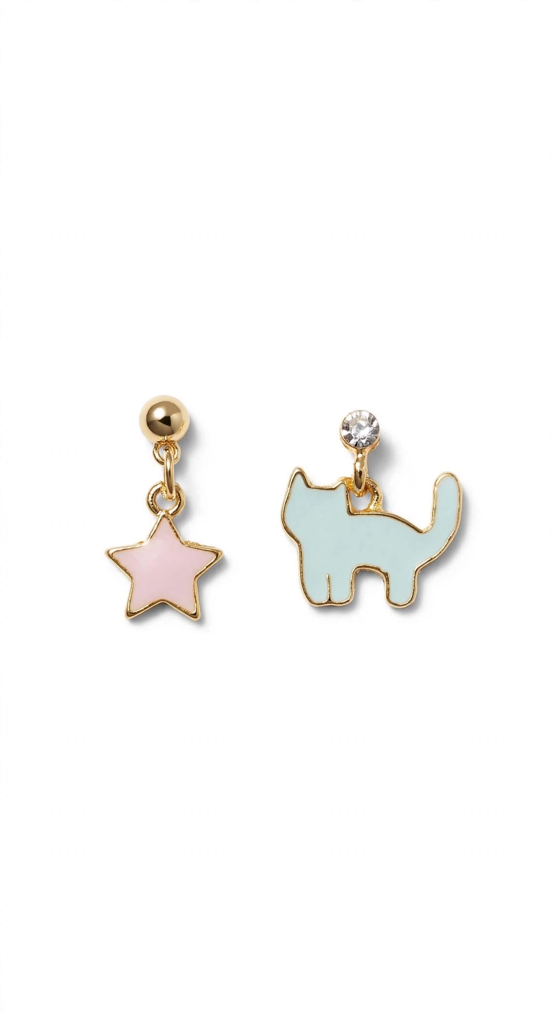 Starry Kitty Mismatch Drop Earrings
