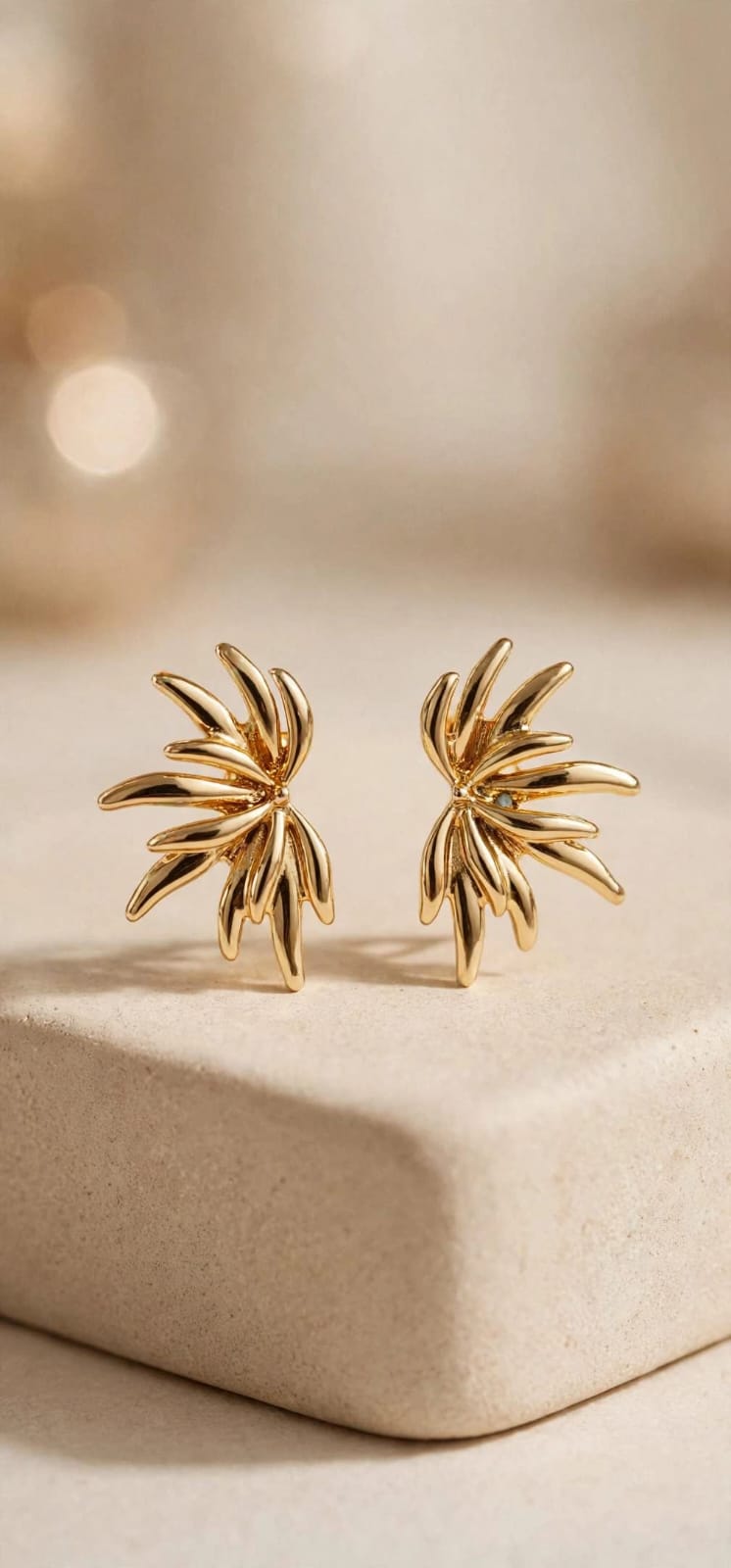 Solaris Gold Sunburst Statement Studs