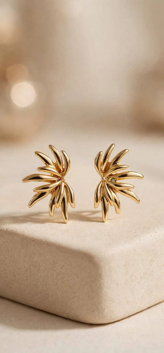 Solaris Gold Sunburst Statement Studs