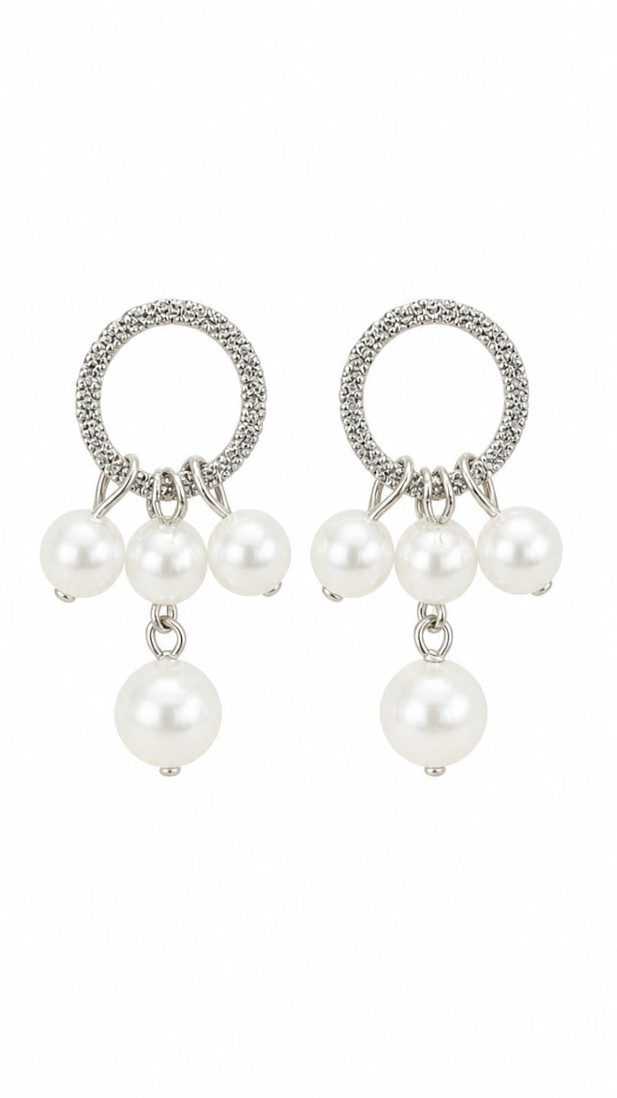 Bubbles Pearl Cluster Hoop Earrings - Silver