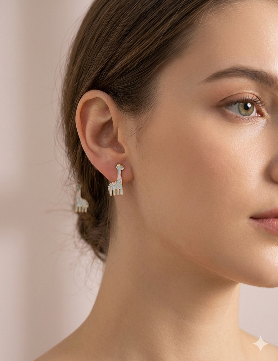 Dainty Giraffe Enamel Studs