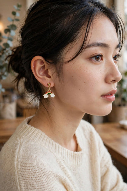 Happy Rainbow Cloud Drop Earrings