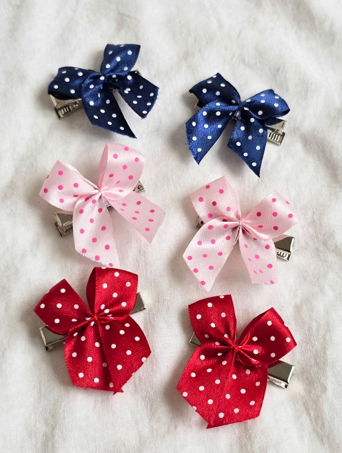 Polka Dot Bow Hair Clips - Pack of 2