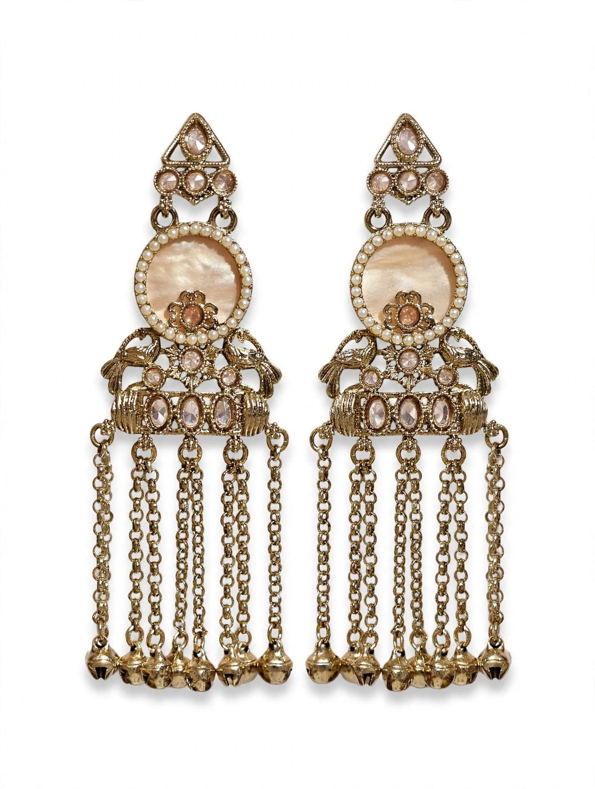 Gold Tassel Earrings with Ghungroo