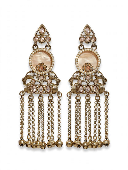 Gold Tassel Earrings with Ghungroo