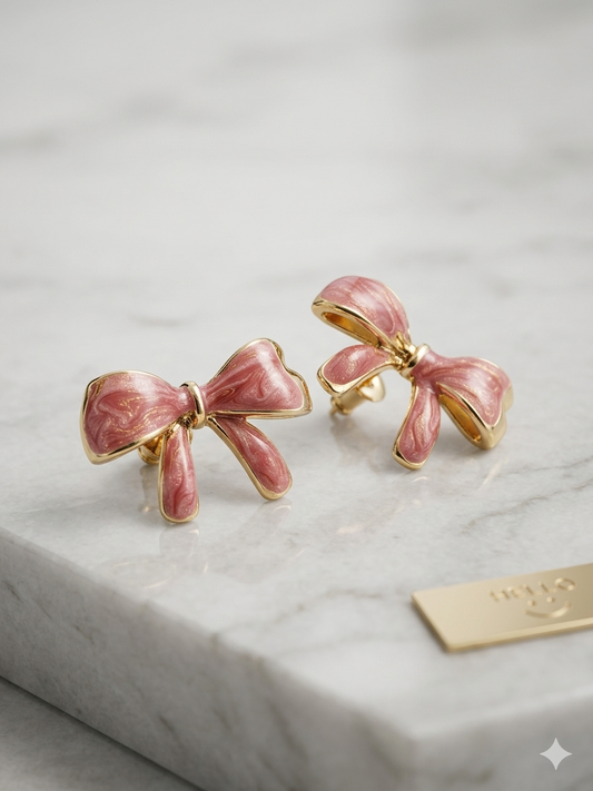 Coquette Enamel Bow Stud Earrings