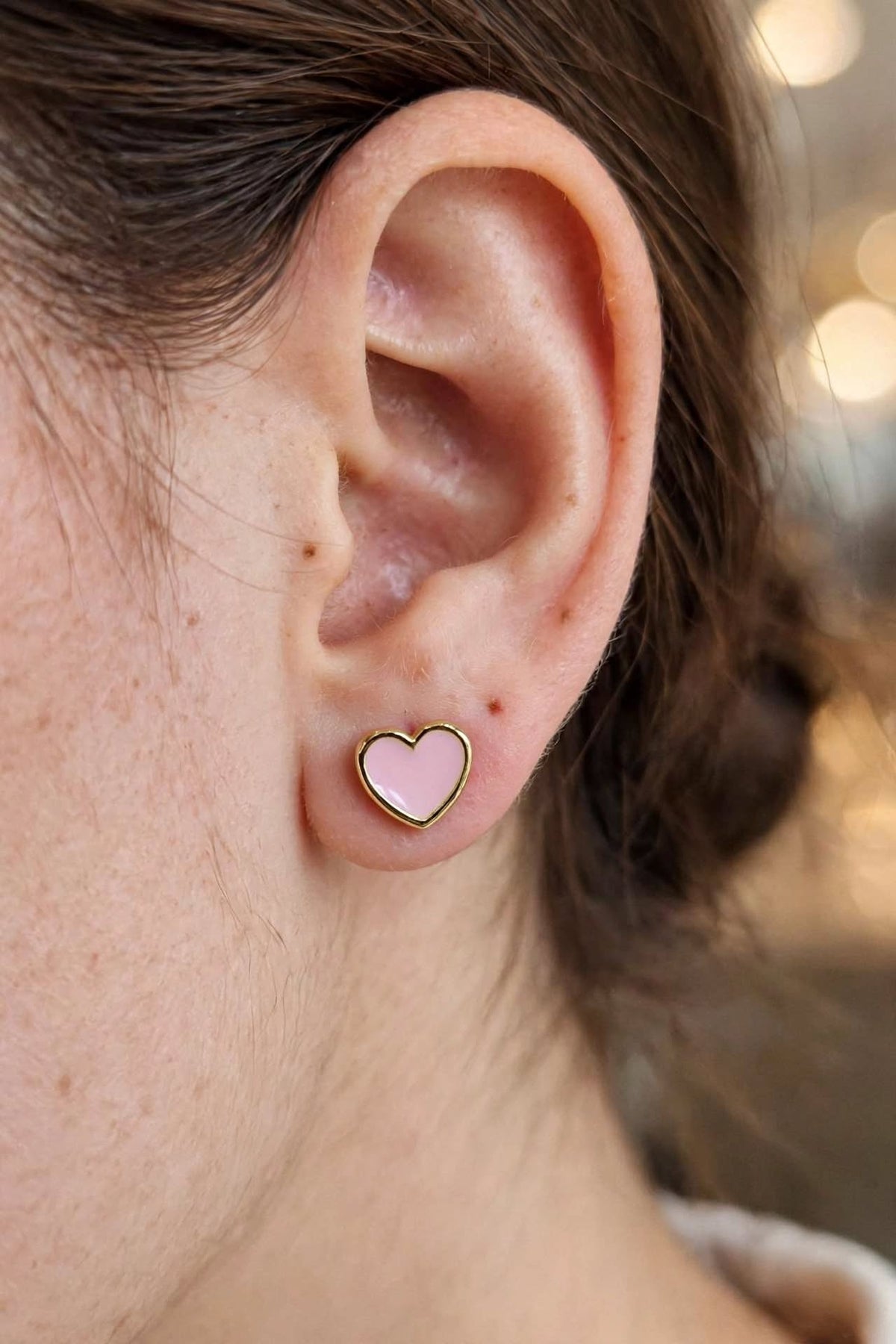 Mini Enamel Heart Stud Earrings