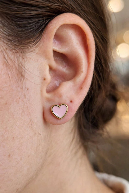 Mini Enamel Heart Stud Earrings