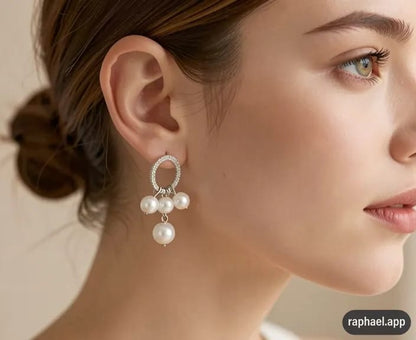 Bubbles Pearl Cluster Hoop Earrings - Silver