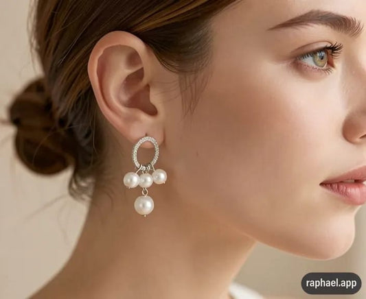 Bubbles Pearl Cluster Hoop Earrings - Silver