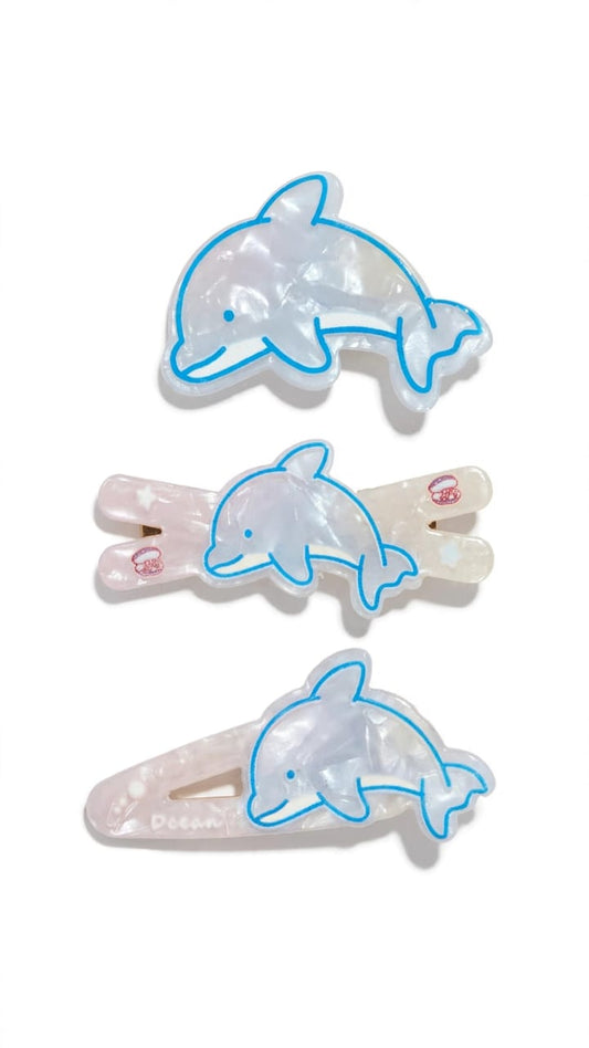 Cute Dolphin Hair Clips for Baby Girls - Pack of 3