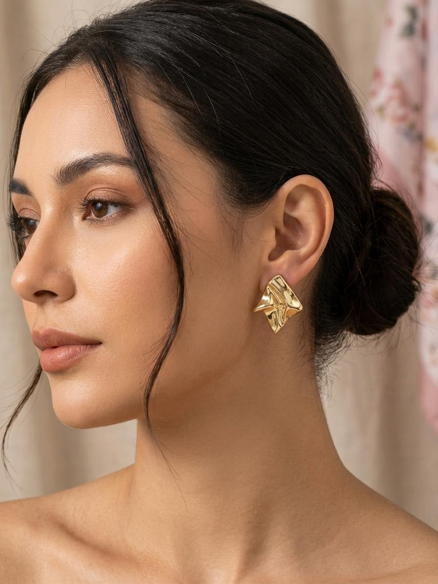 Molten Gold Abstract Studs