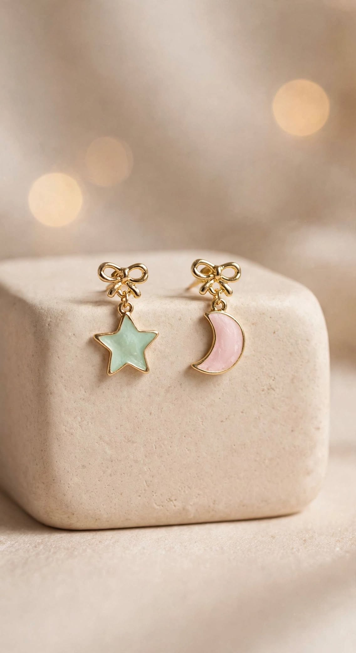 Pastel Star and Moon Mismatched Stud Earrings