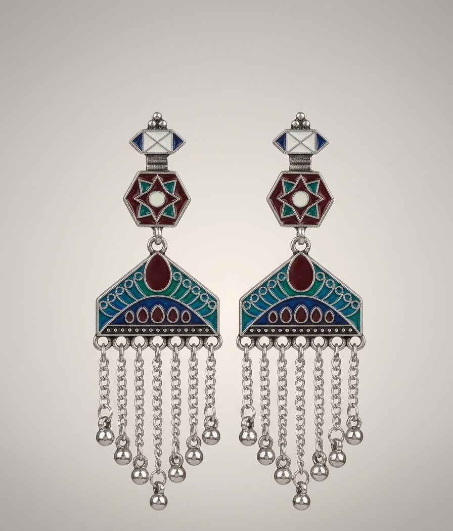 The Roohani Meenakari Tassel Drop Earrings