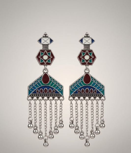 The Roohani Meenakari Tassel Drop Earrings