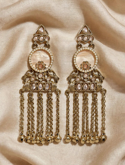 Gold Tassel Earrings with Ghungroo