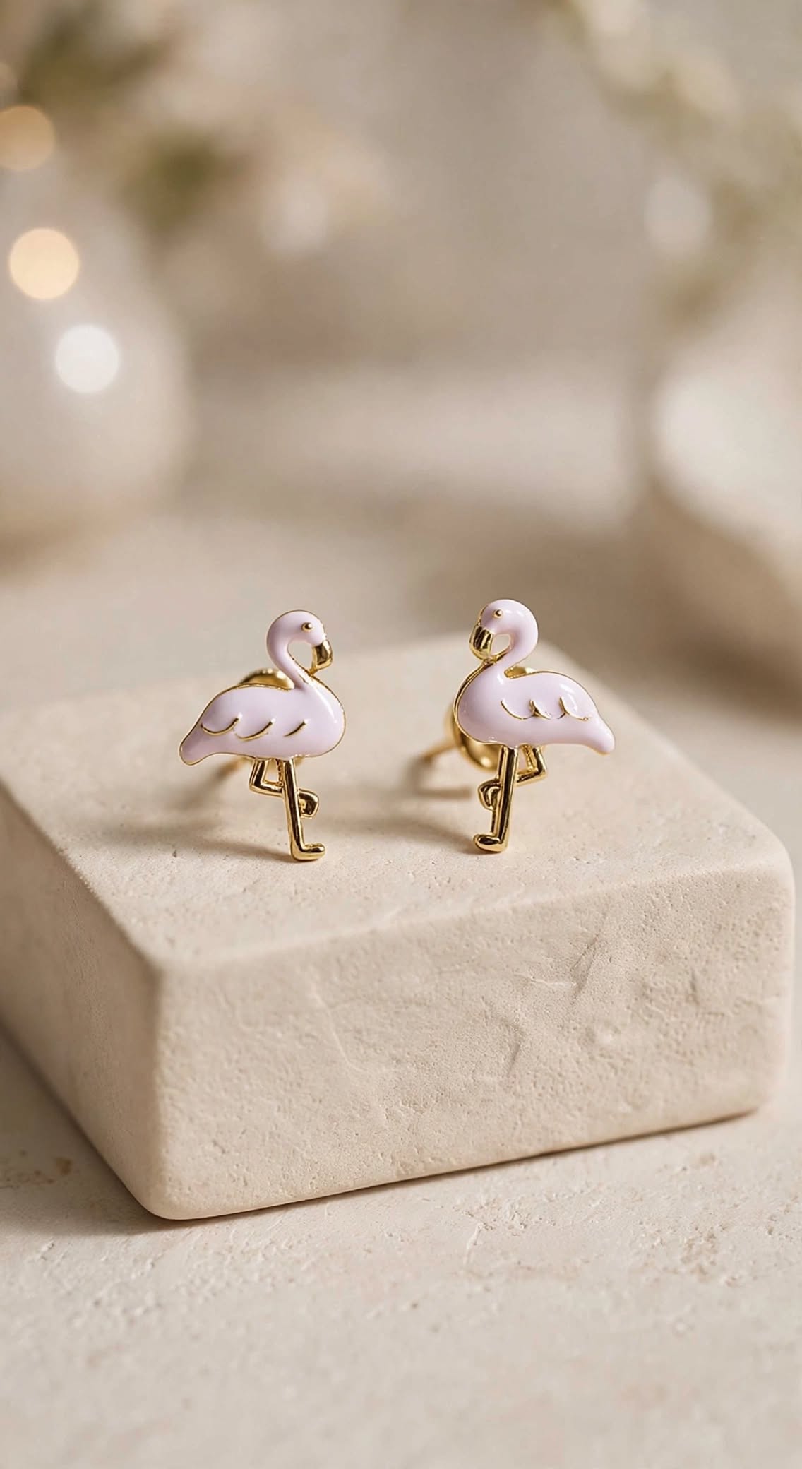 Flossie the Flamingo - Pink Enamel Stud Earrings