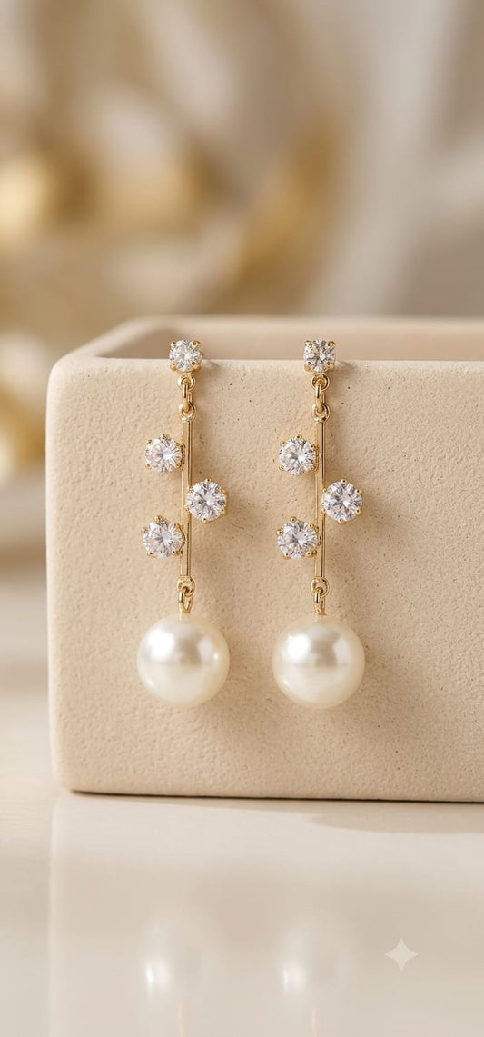 Stella Pearl Cascade Drop Earrings - Gold