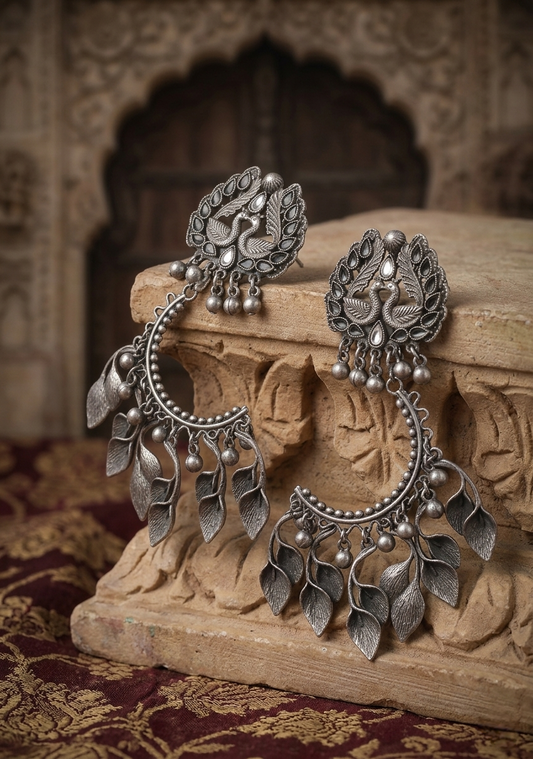 Mayura Leaf Crescent Earrings