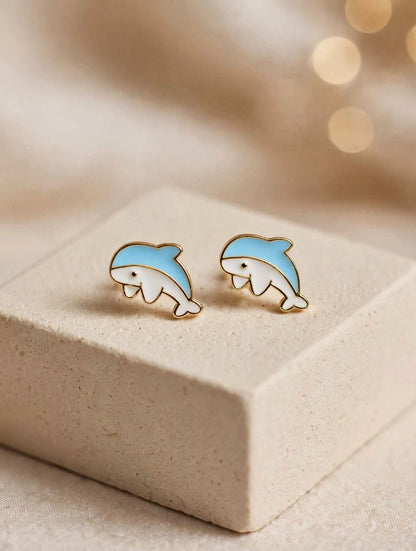 Dolphin Cute Enamel Stud Earrings