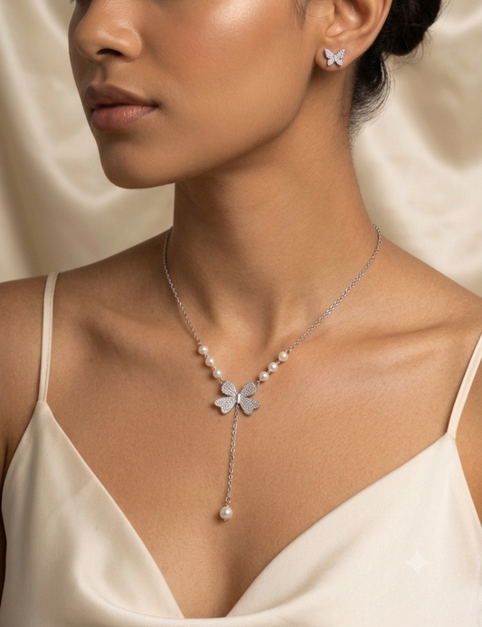 Flutter & Pearl Delicate Y-Necklace Set