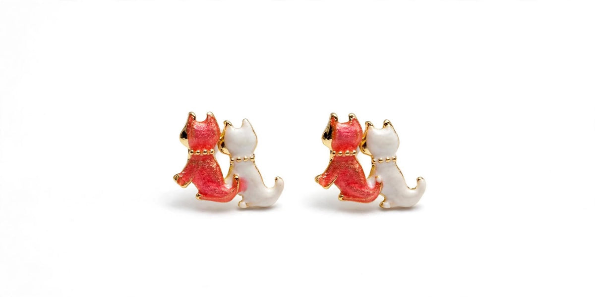 BFF Cuddling Cats Stud Earrings