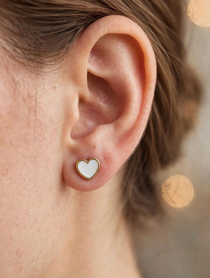 Mini Enamel Heart Stud Earrings