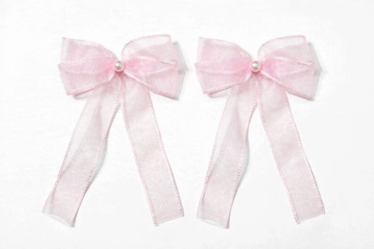 Pearl Whisper Organza Bow Hair Clip(Set of 2)