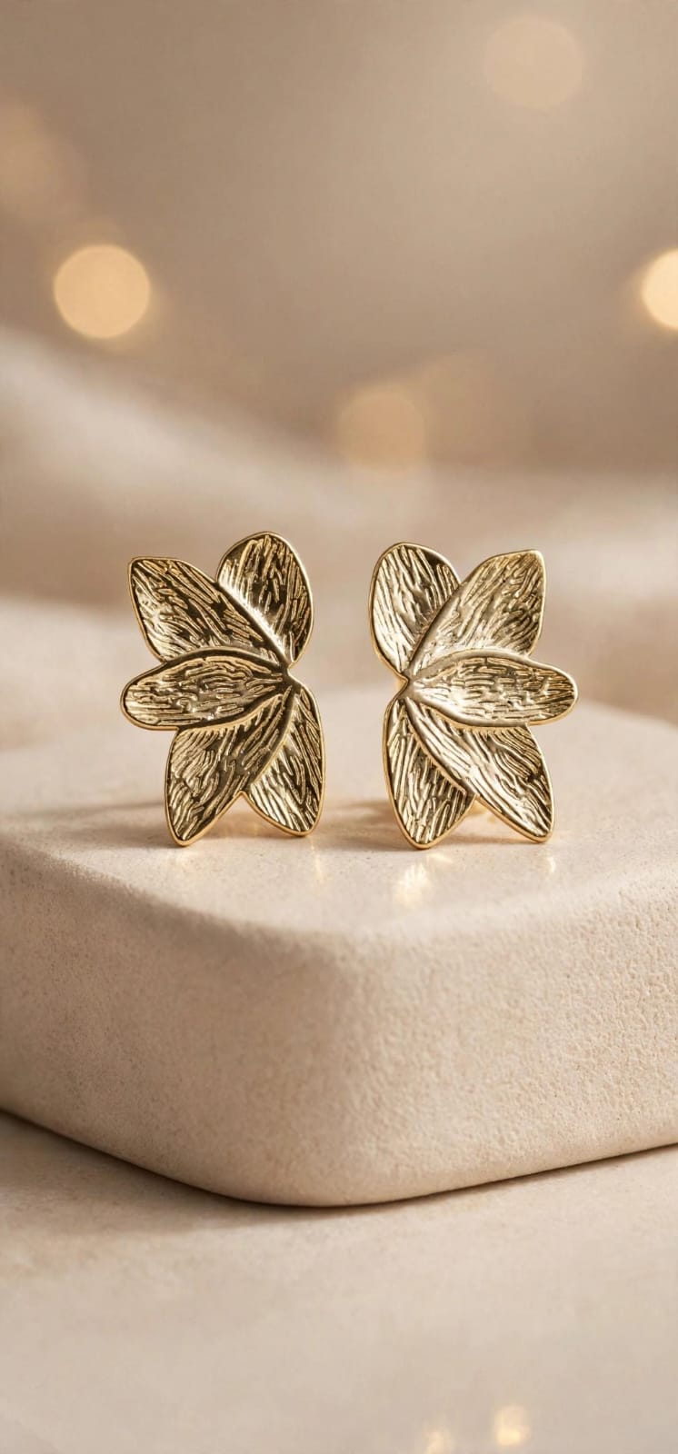 Petal Textured Bloom Stud Earrings - Gold