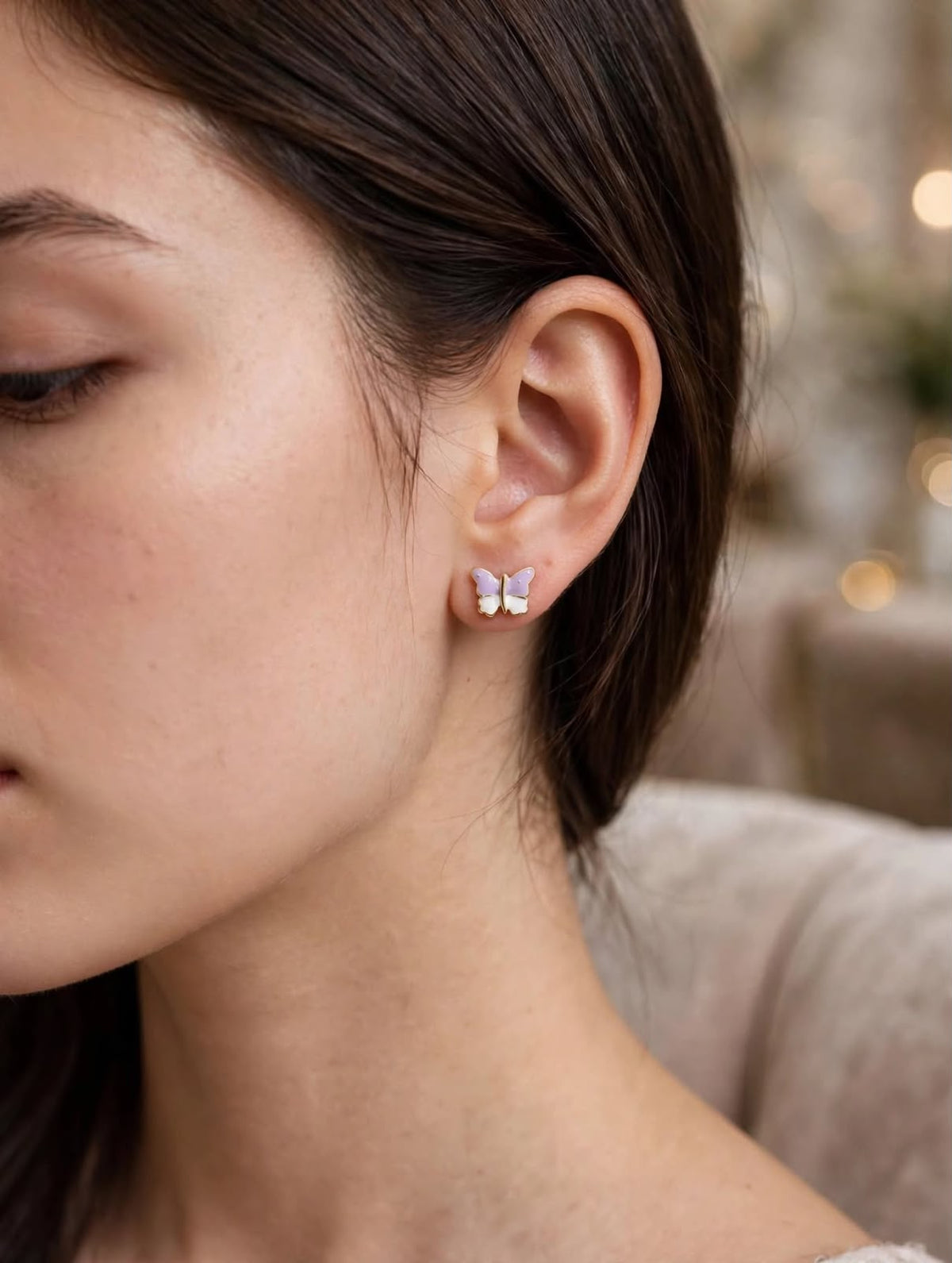 Cute Butterfly Enamel Stud Earrings