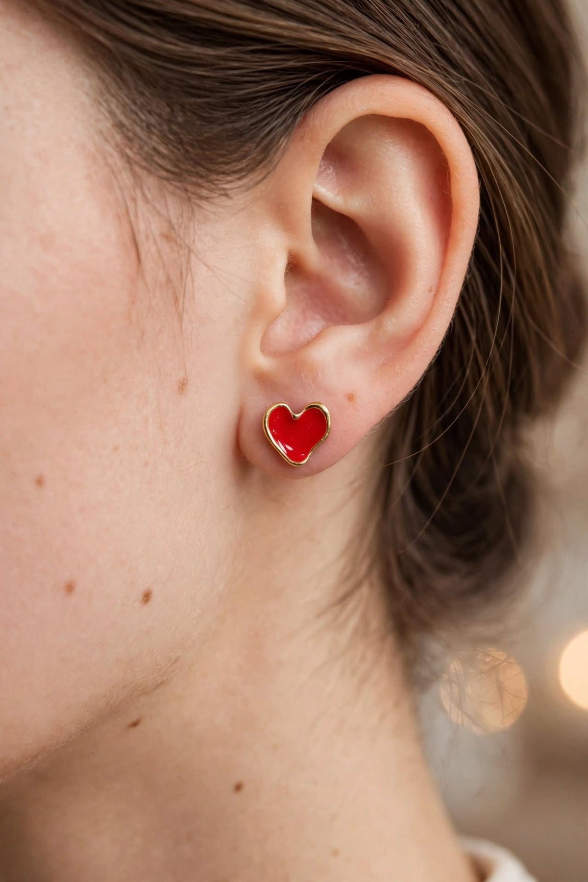 Mini Enamel Heart Stud Earrings