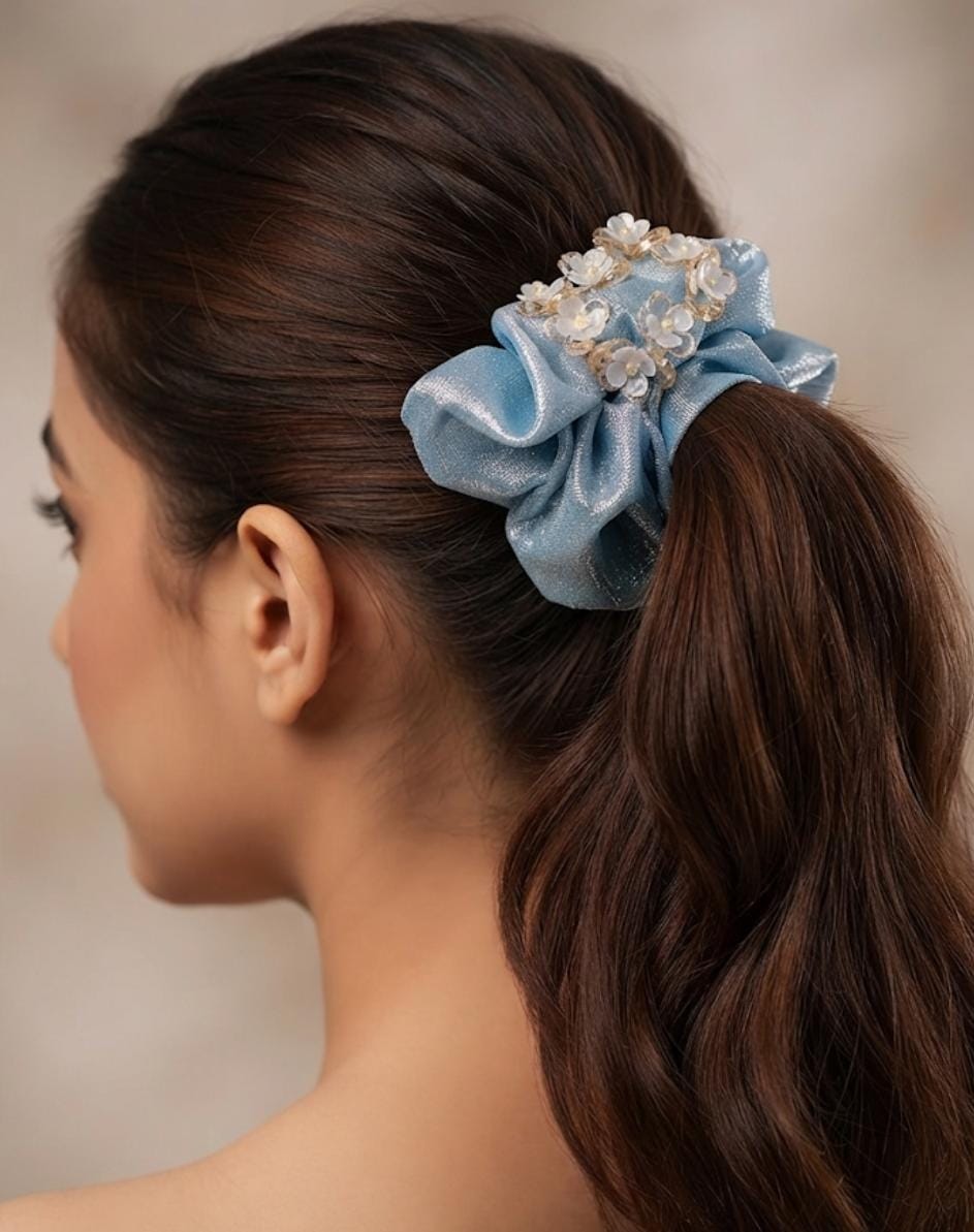 The Shimmering Floral Blossom Scrunchie